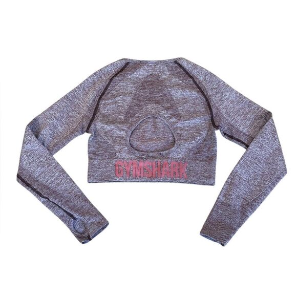 GymShark Seemless Long Sleeve Crop Top Womens Size Medium Berry Red - Picture 4 of 10